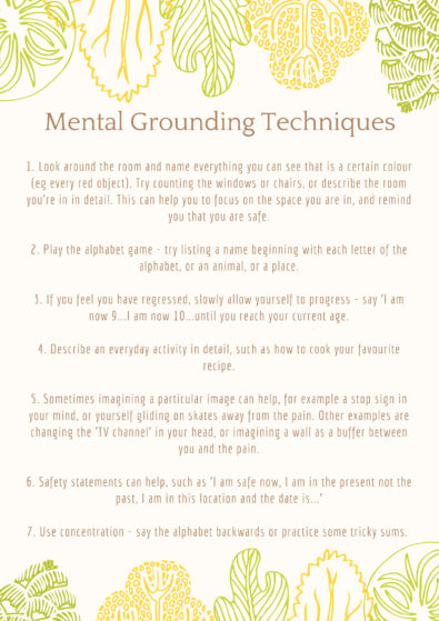 Grounding techniques for survivors - Survivors Network